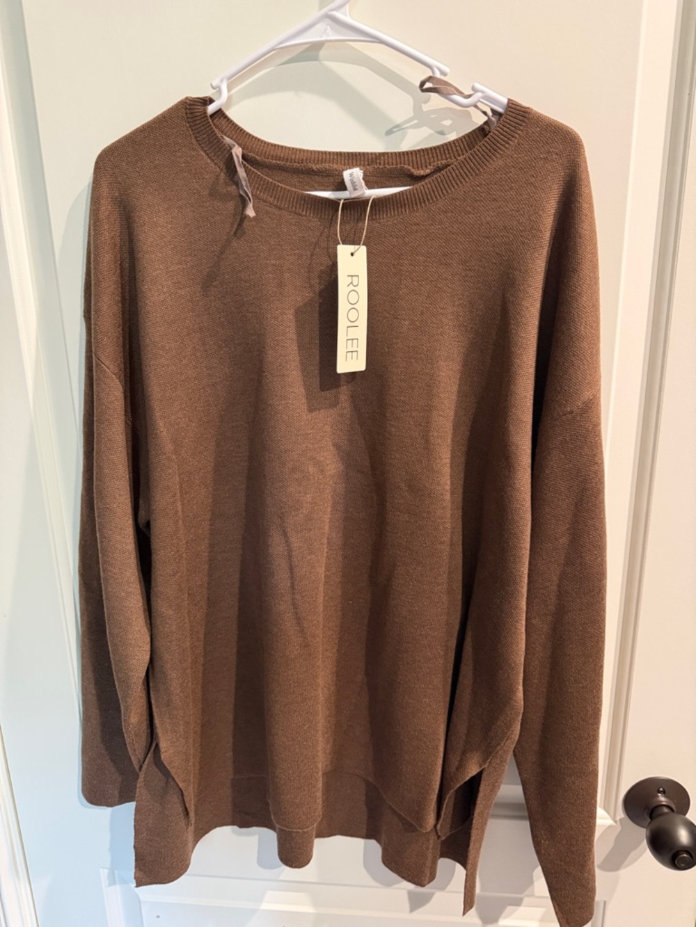 Roolee Cozy Crewneck Sweater in Chocolate Brown